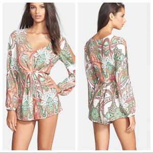 Filtre Print Split Long Sleeve Romper